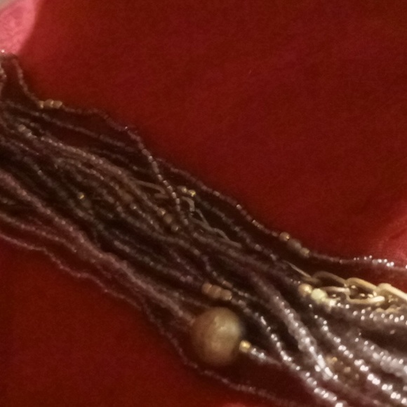 Two's company multiple layered lilac & gold tone beaded necklace 48 inches long - Picture 5 of 6